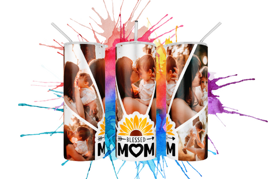 Blessed Mom  5 Photo  20oz Tumbler